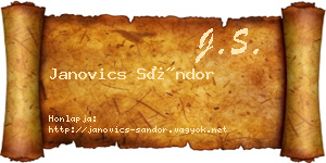 Janovics Sándor névjegykártya
